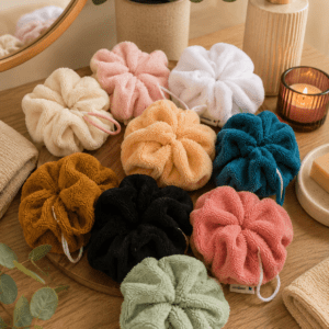 Fleur de douche lavable en éponge de bambou
