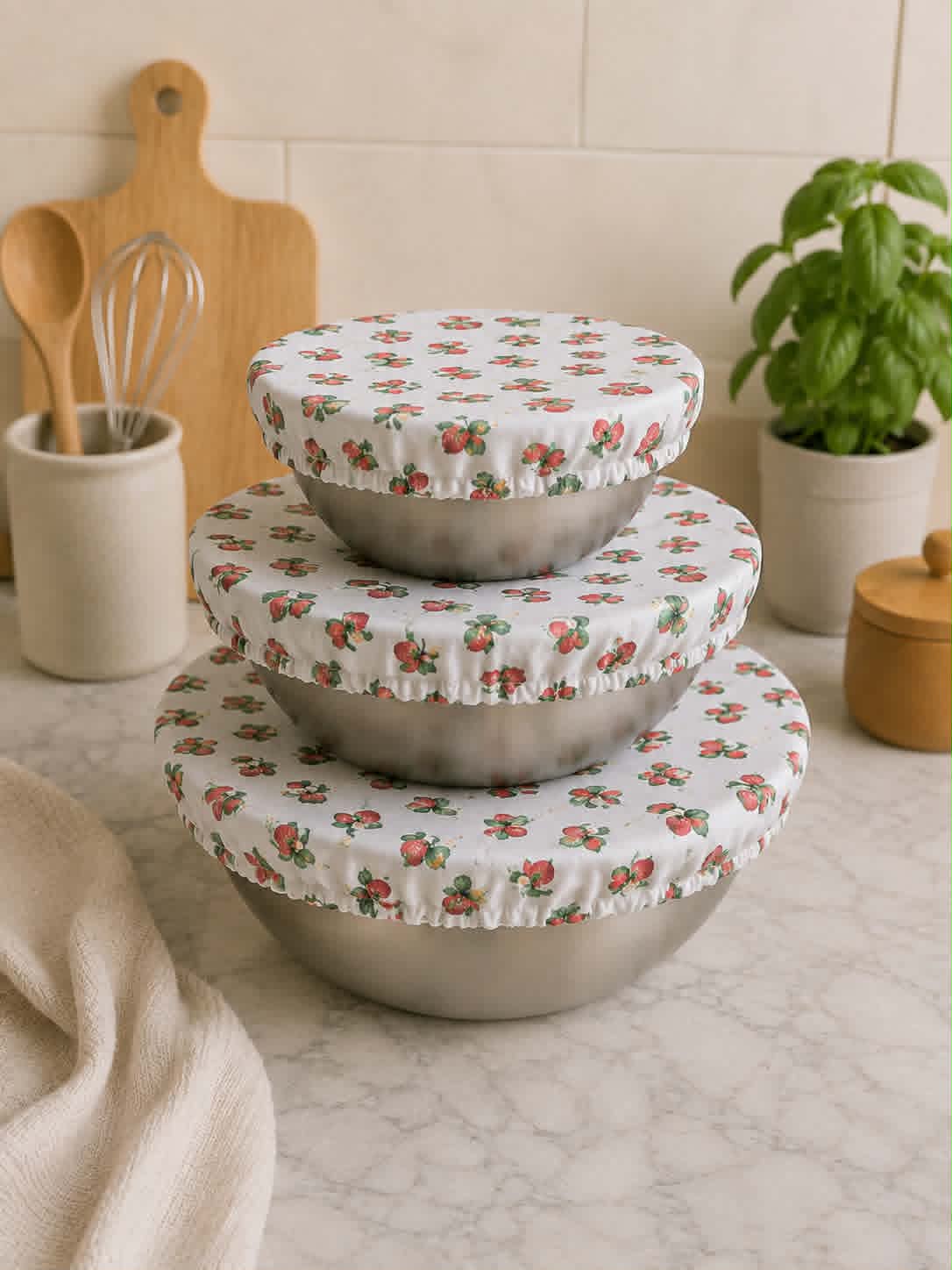 Couvre-plats lavables – collection fraise – Image 2
