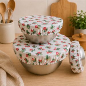 Couvre-plats lavables – collection fraise