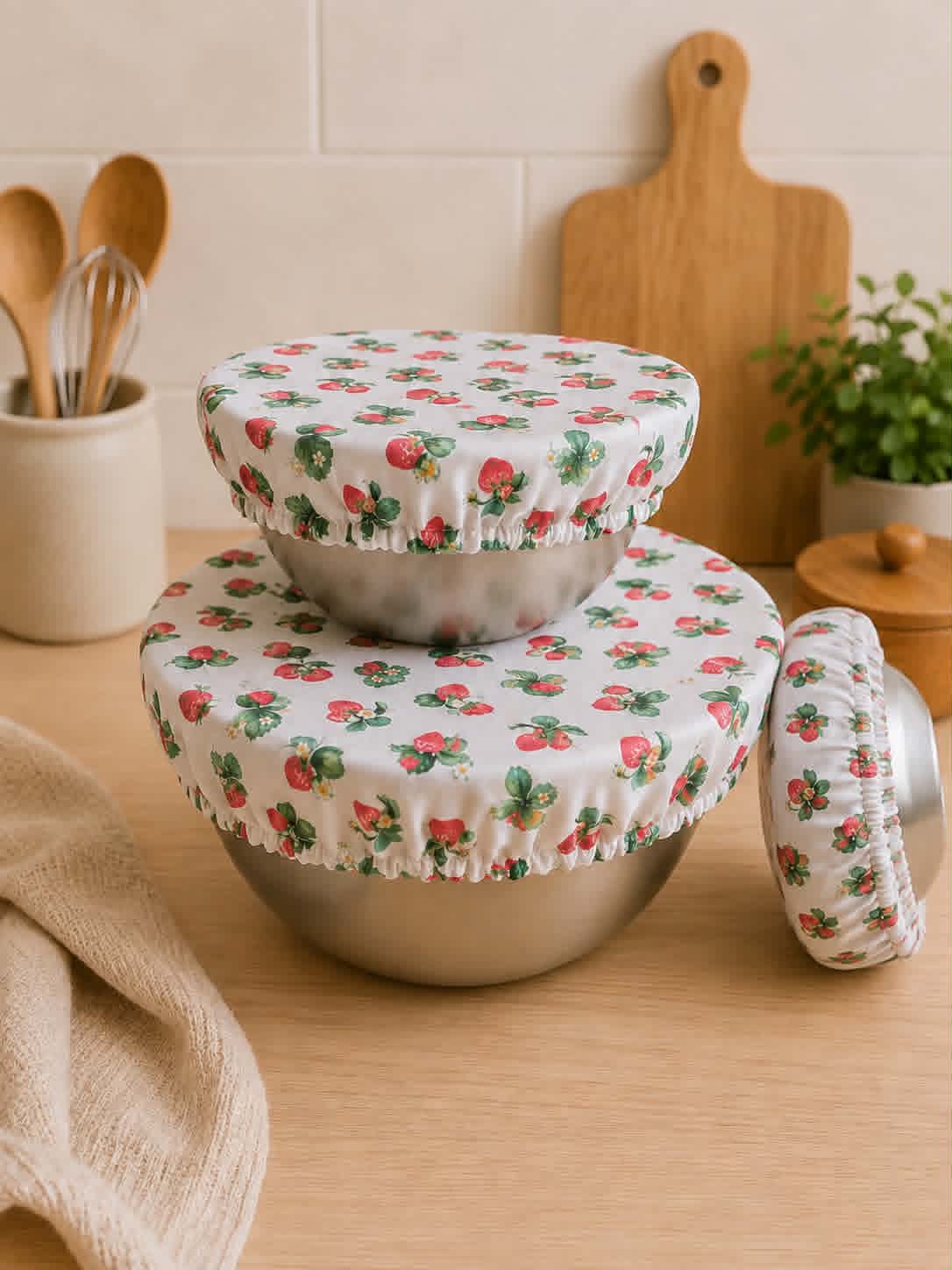 Couvre-plats lavables – collection fraise